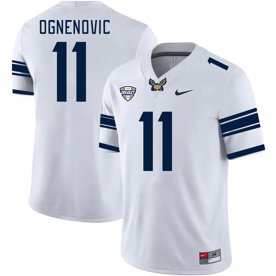 Men-Youth #11 Nik Ognenovic Akron Zips 2023 College Football Jerseys Stitched-White